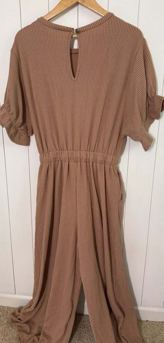 The Nest Jumpsuit Size S Ribbed Ruffle Sleeve Drawstring - Picture 5 of 11